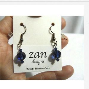 Nwt ZAN DESIGN Susanne Oaks Crystal Earrings Blue